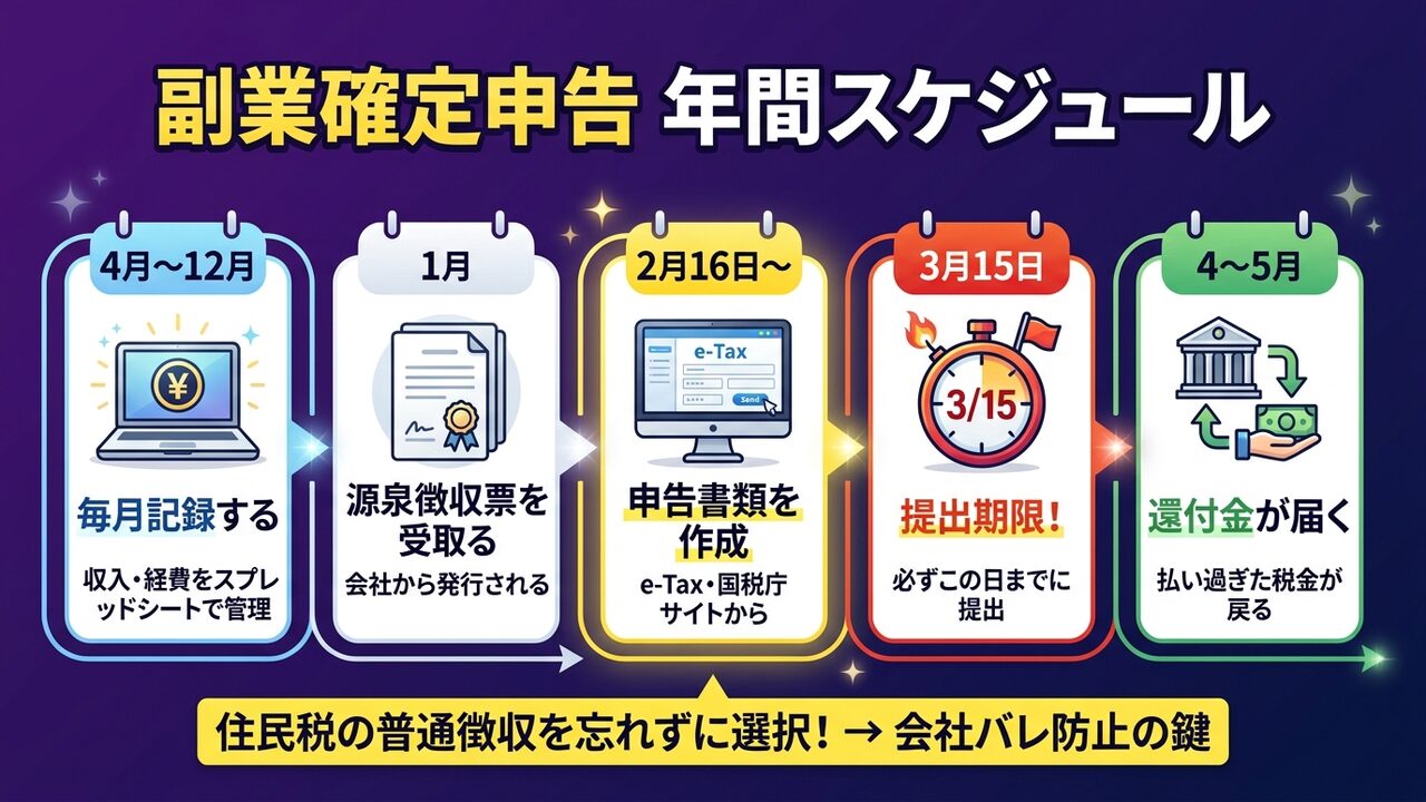 副業確定申告 年間スケジュール
