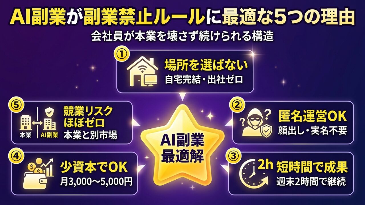 AI副業が副業禁止ルールに最適な5つの理由