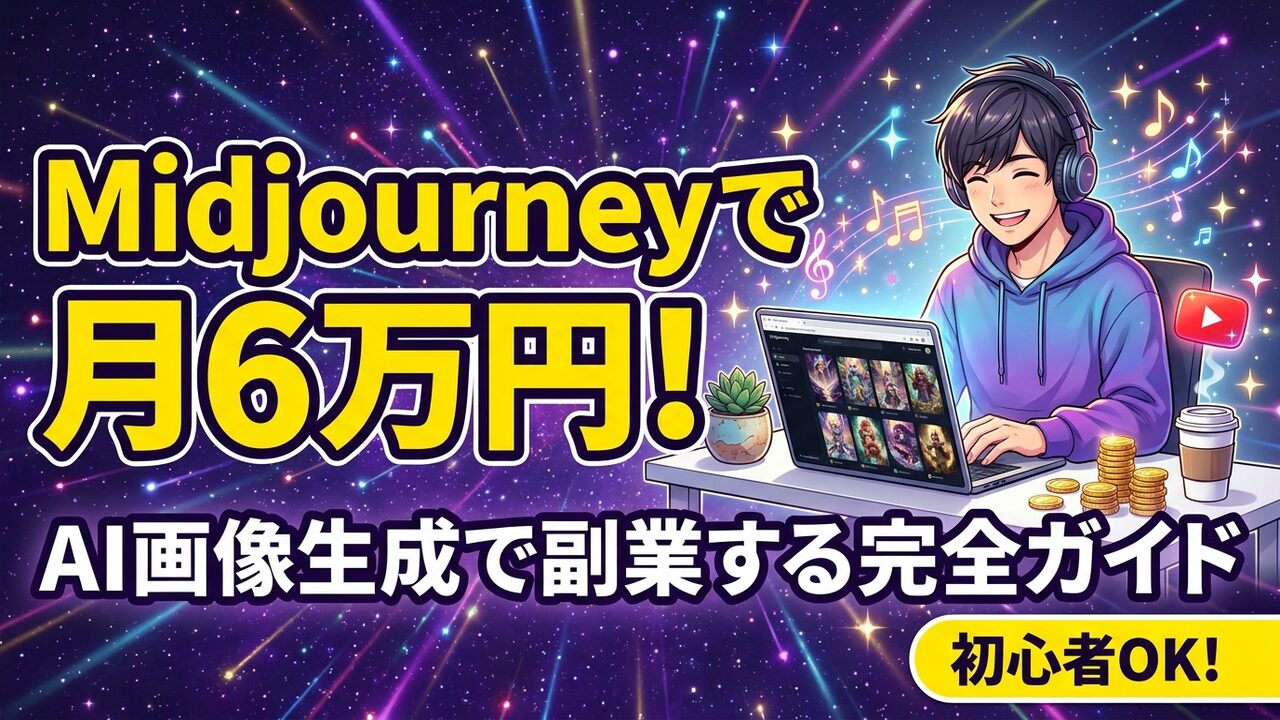 Midjourneyで月6万円稼ぐ副業ガイドのアイキャッチ画像