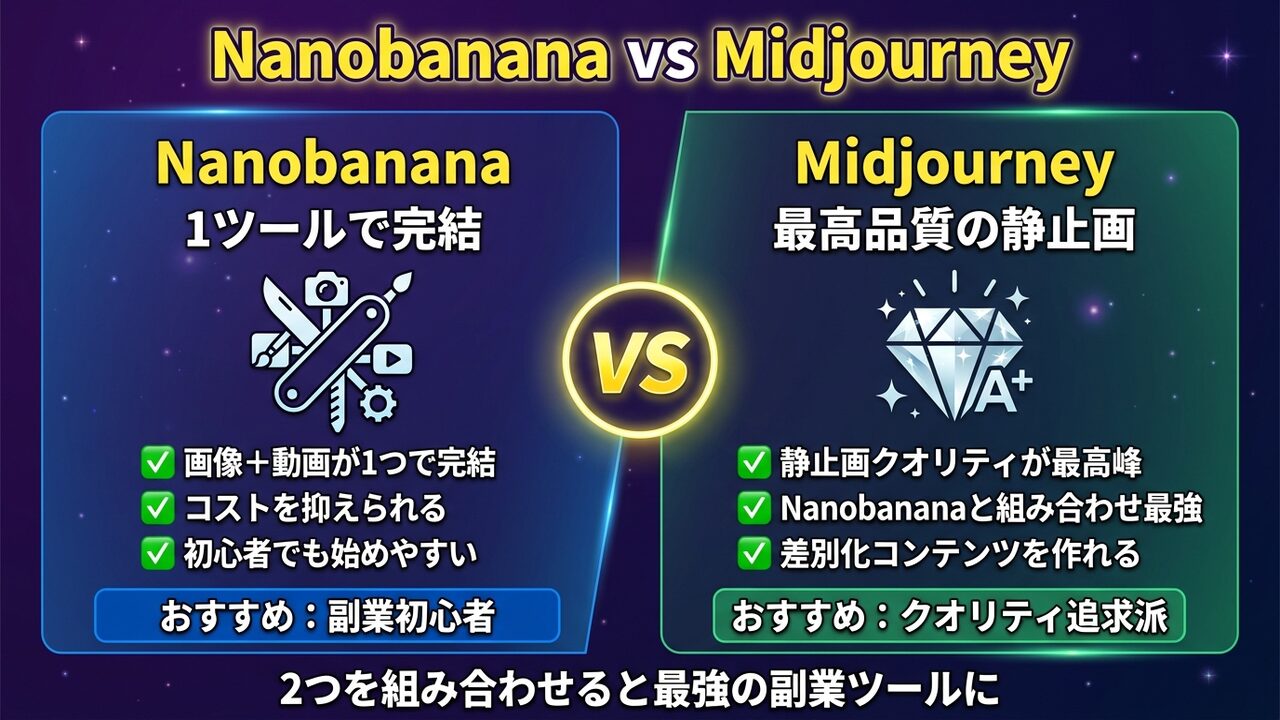 Nanobanana vs Midjourney比較図