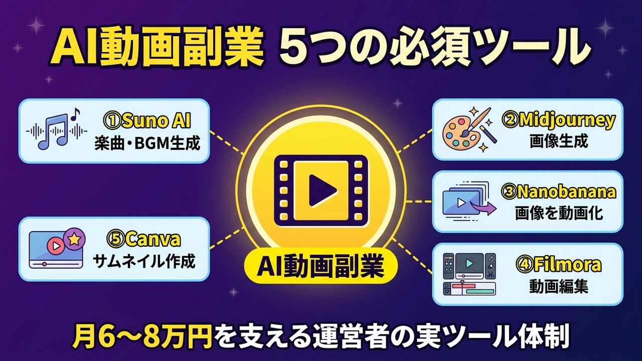 AI動画副業で使う5ツールの全体像
