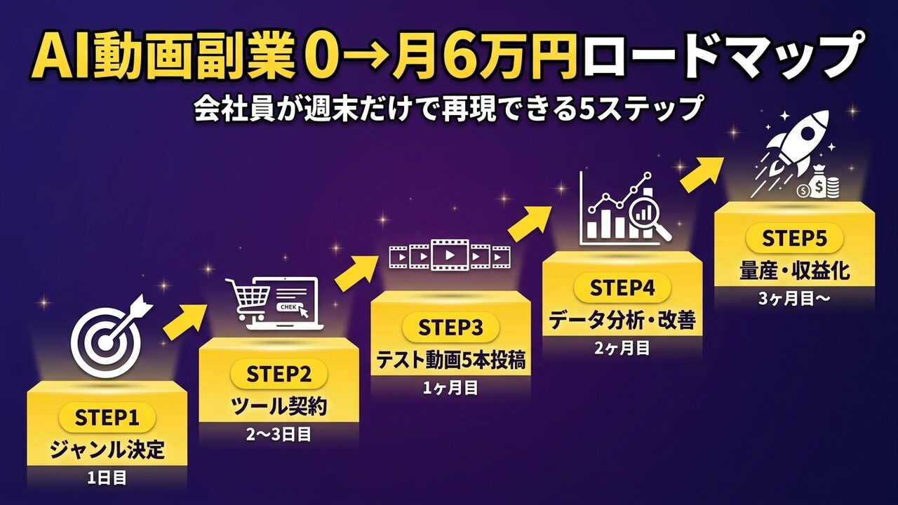 AI動画副業・5STEPロードマップ