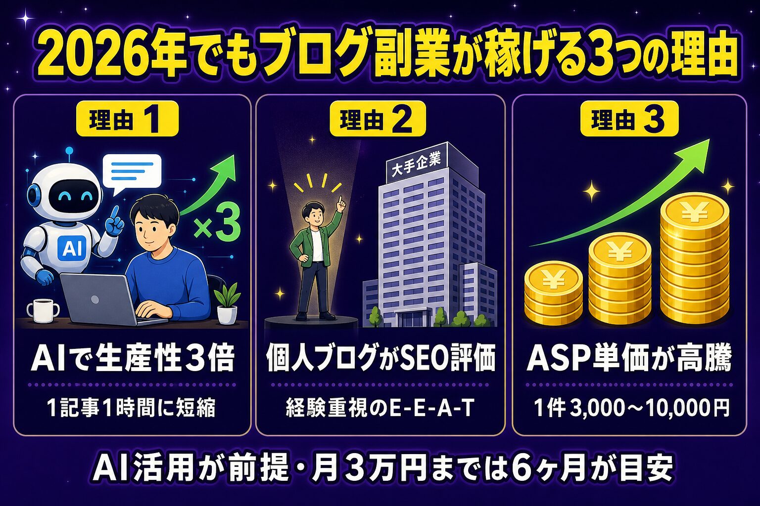 2026年でもブログ副業が稼げる3つの理由