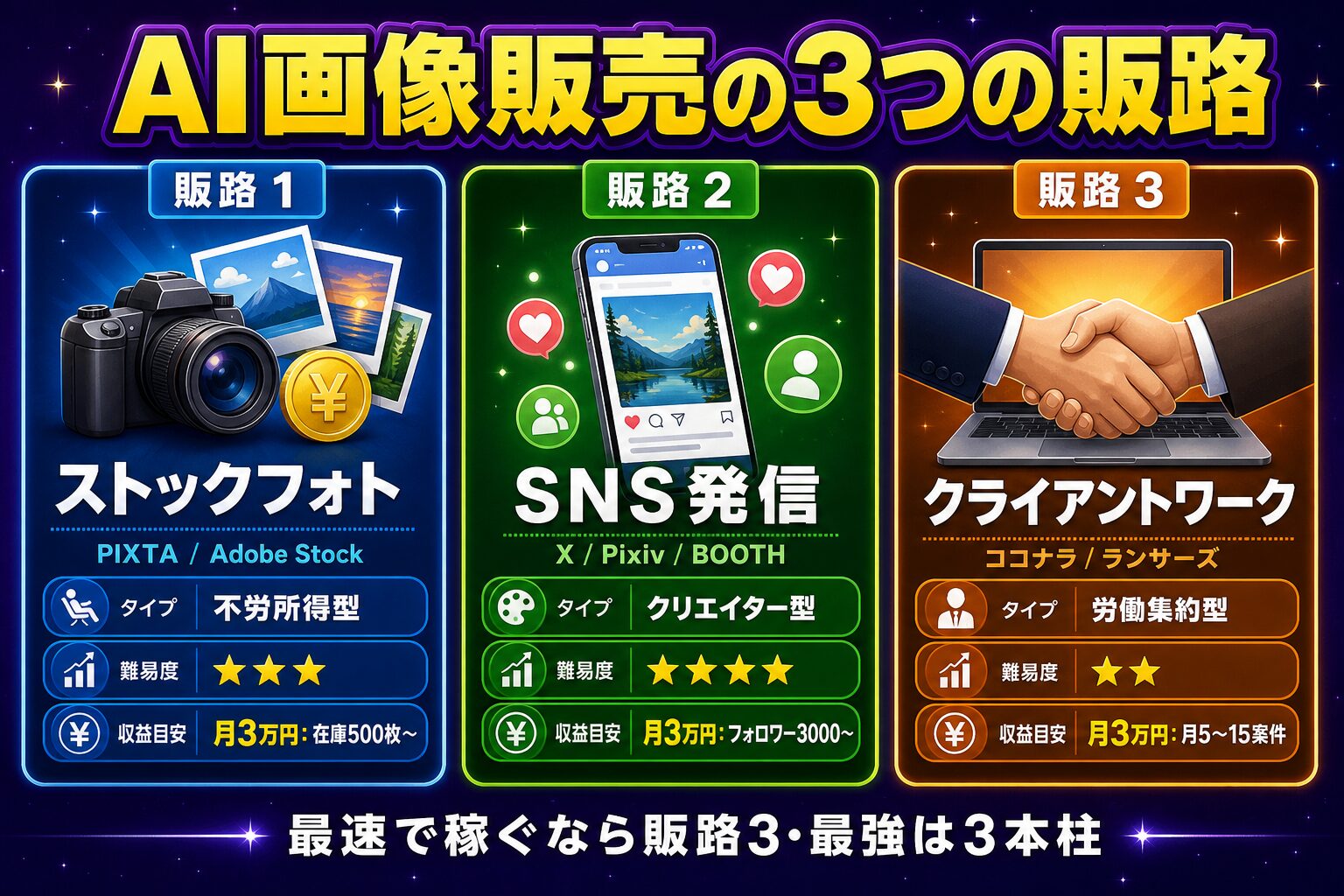 AI画像販売の3つの販路