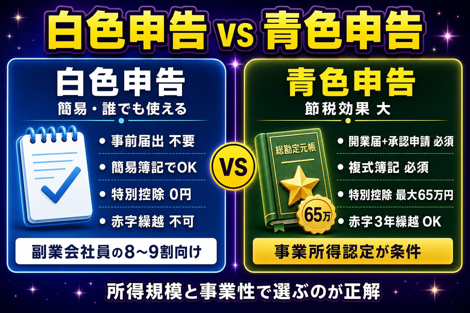 白色申告と青色申告の徹底比較