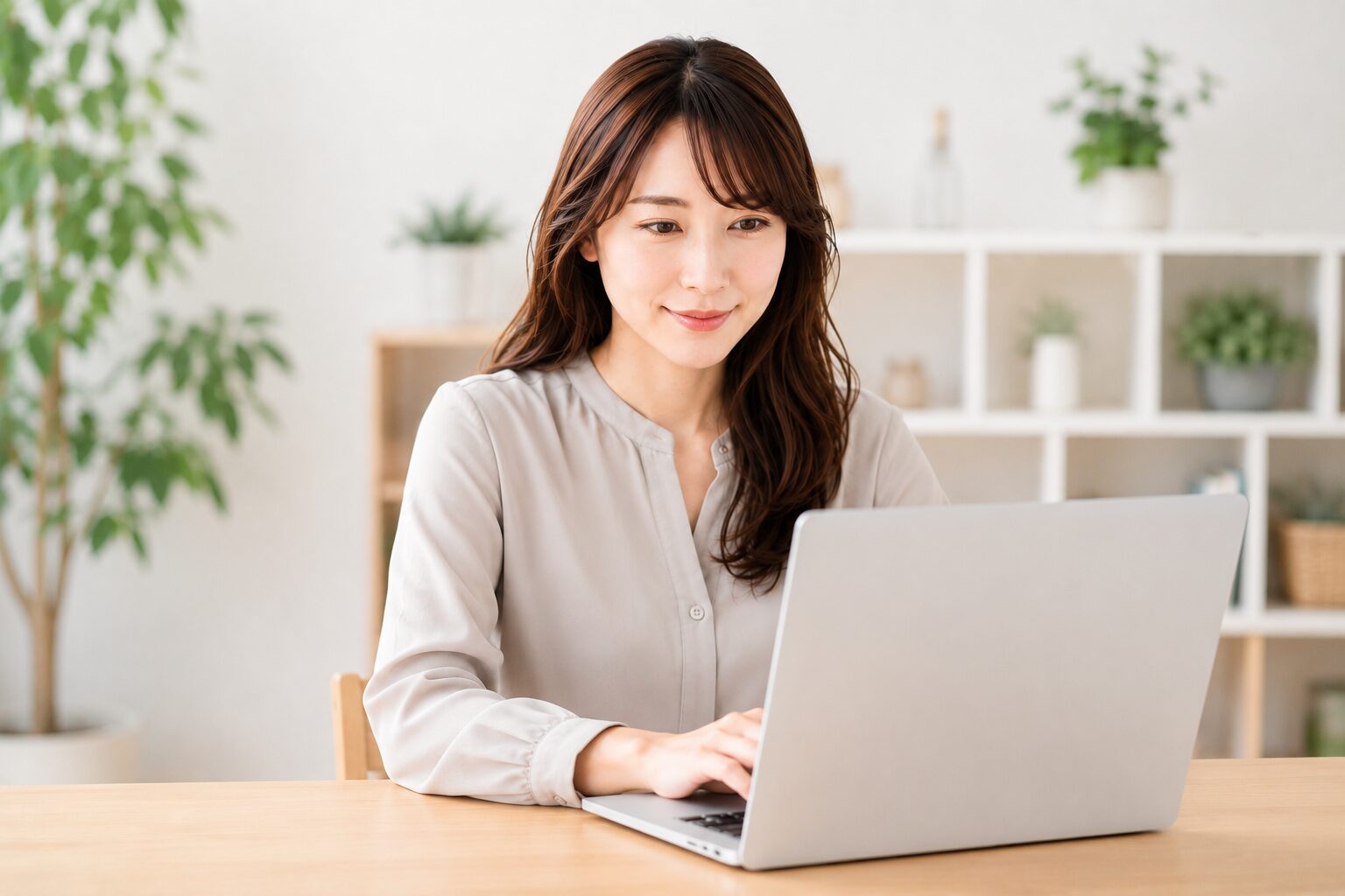 気を取り直してノートPCで手を動かし始める女性