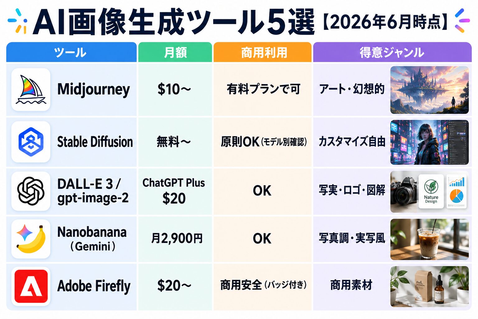 AI画像生成ツール5選 比較