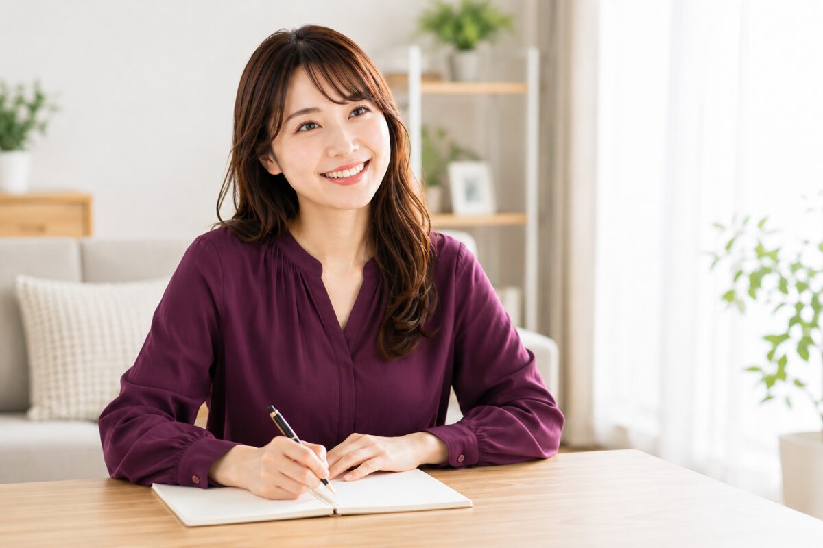 ノートにメモを取りながら納得した表情の会社員のイメージ