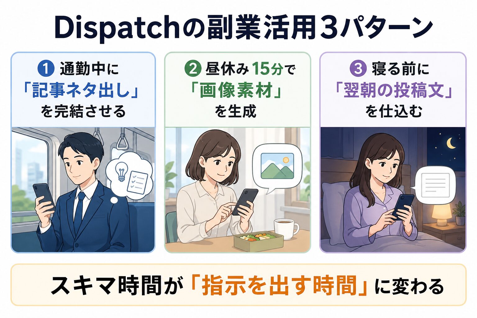 Dispatchで副業する5つの使い方|動画文字起こし・家計簿・ブログ下書き・メール返信・SNS投稿