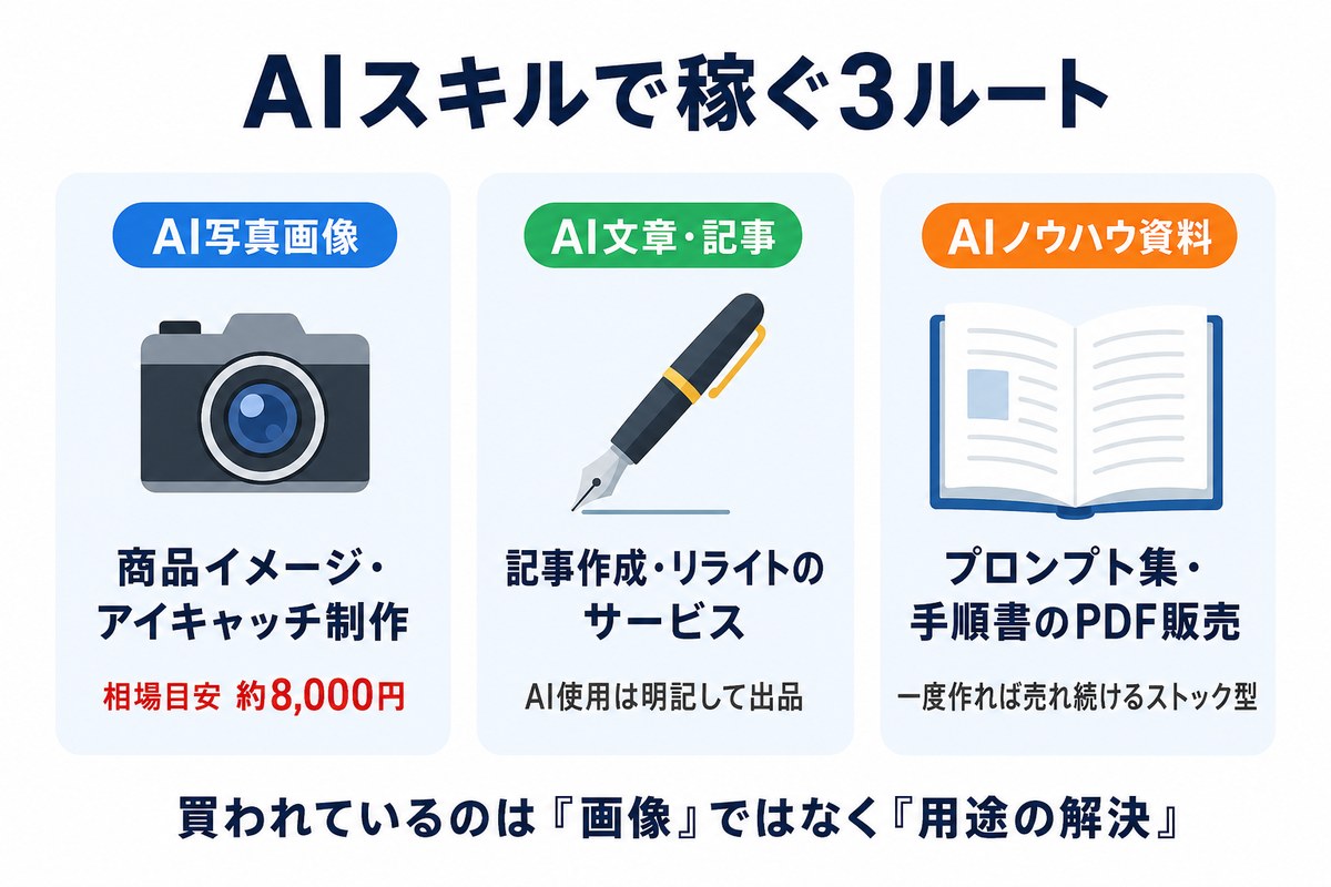 ココナラでAIスキルを売る3ルート(写真画像・文章・ノウハウ資料)