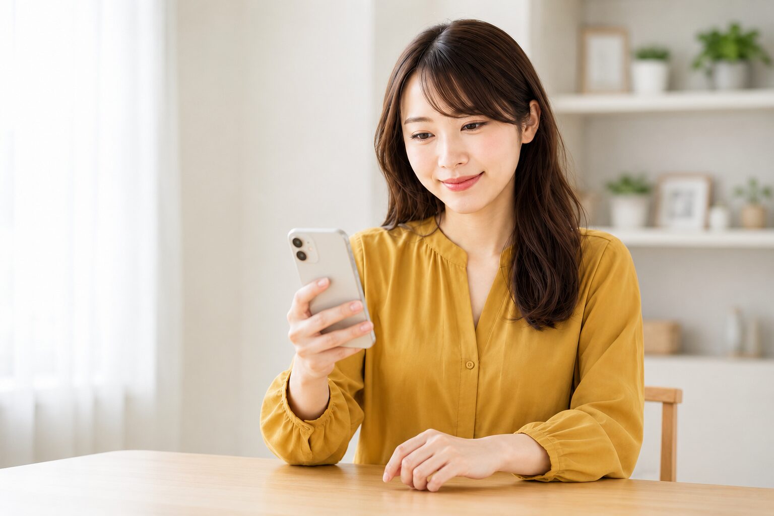 スマホで配信収益の現実を確認して納得する女性