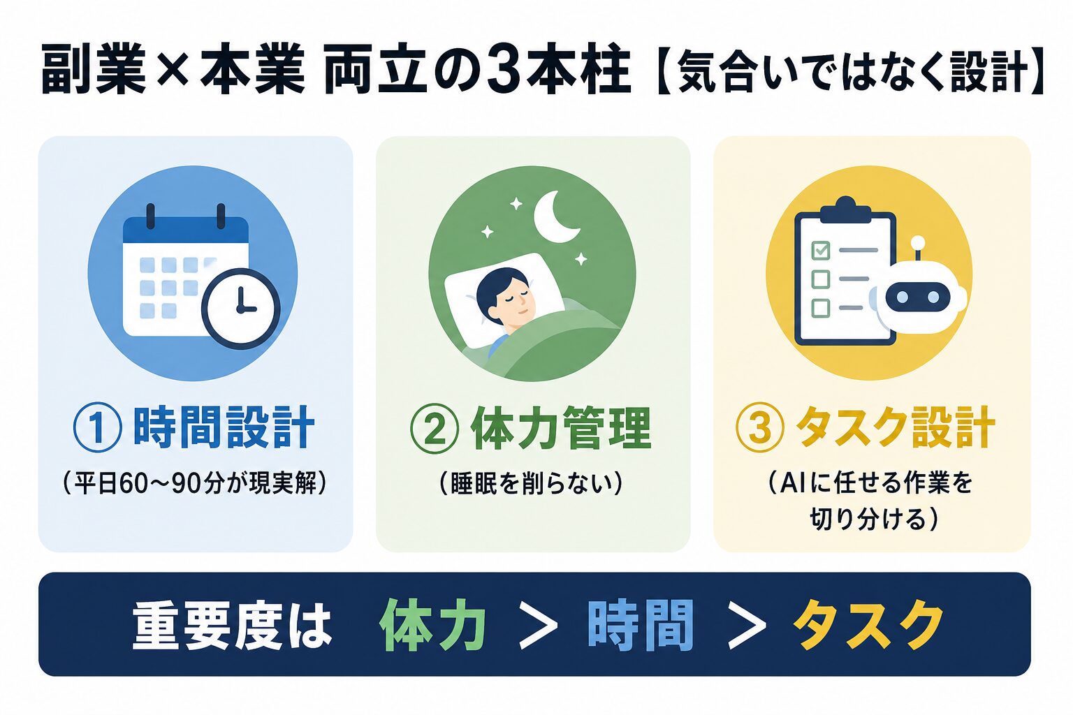 副業と本業の両立3本柱