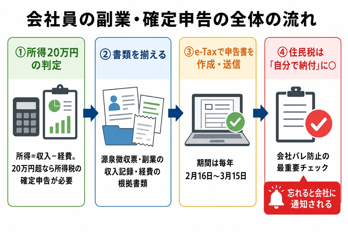 副業 確定申告の流れ全5ステップ