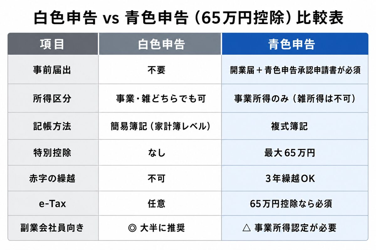 白色申告と青色申告の徹底比較