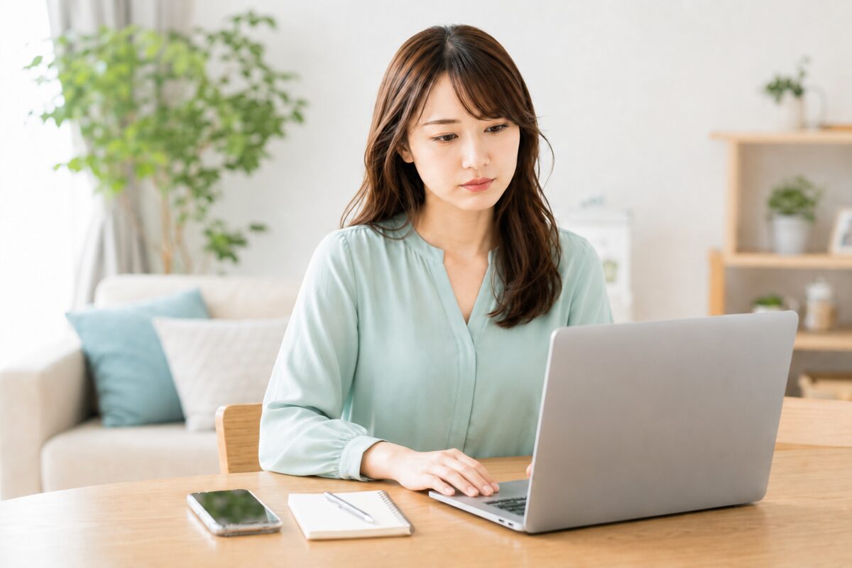 ChatGPT PlusとAPIのどちらにするか考えながらパソコンを見る会社員のイメージ