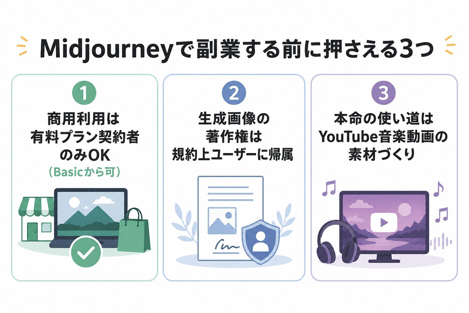 Midjourneyで副業する5つの方法を作業量と収益で分類したマトリクス