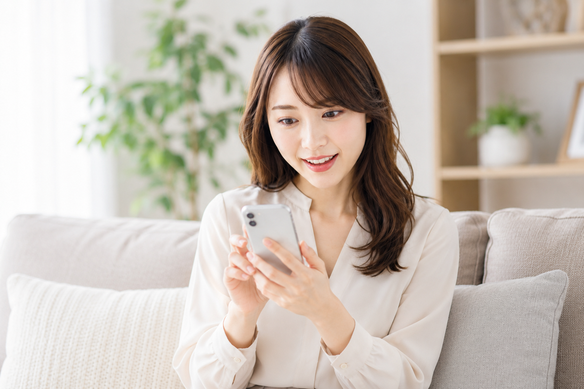 スマホでSunoの規約変更の発表を見る女性