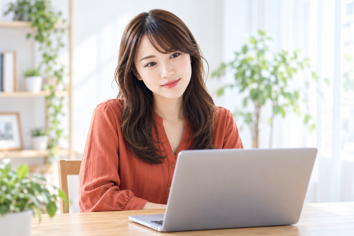 Filmora 16にアップグレードするか、ノートパソコンの前で考える様子